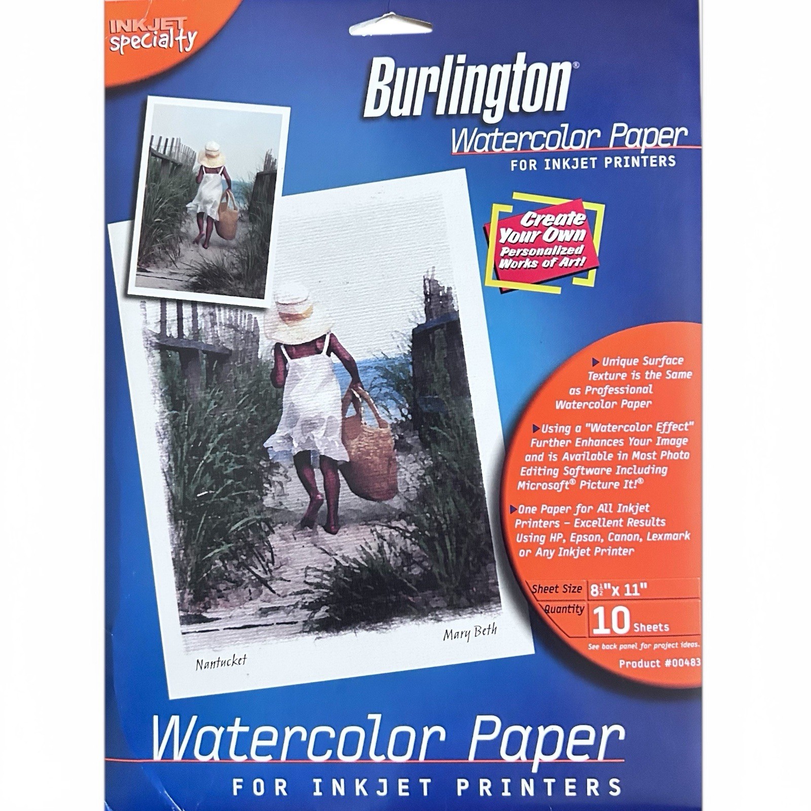 2 PKS Burlington 8.5×11 Fine Art Inkjet Papers CANVAS & WATERCOLOR 16 Sheets New