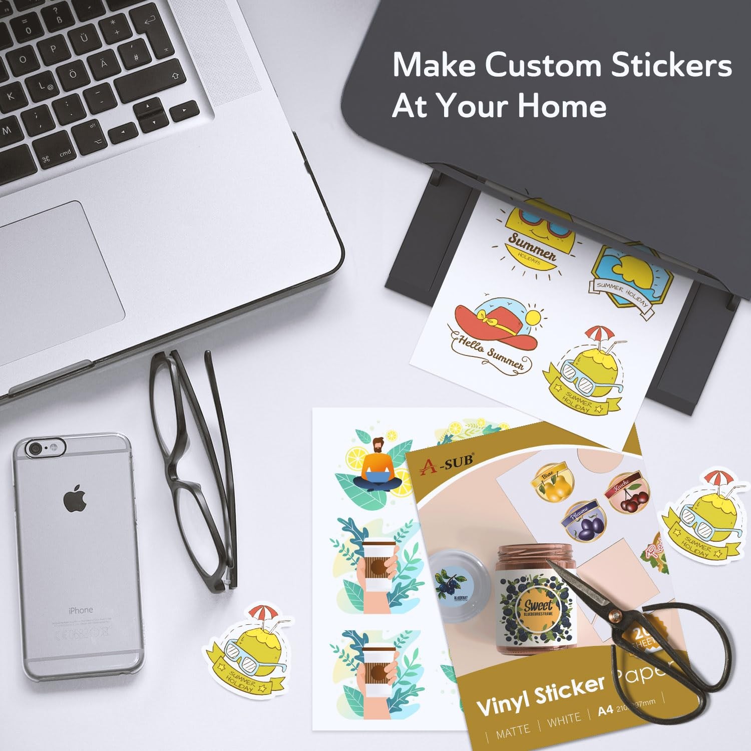 White Matte High Quality Waterproof Printable Vinyl Decal Paper, Se…