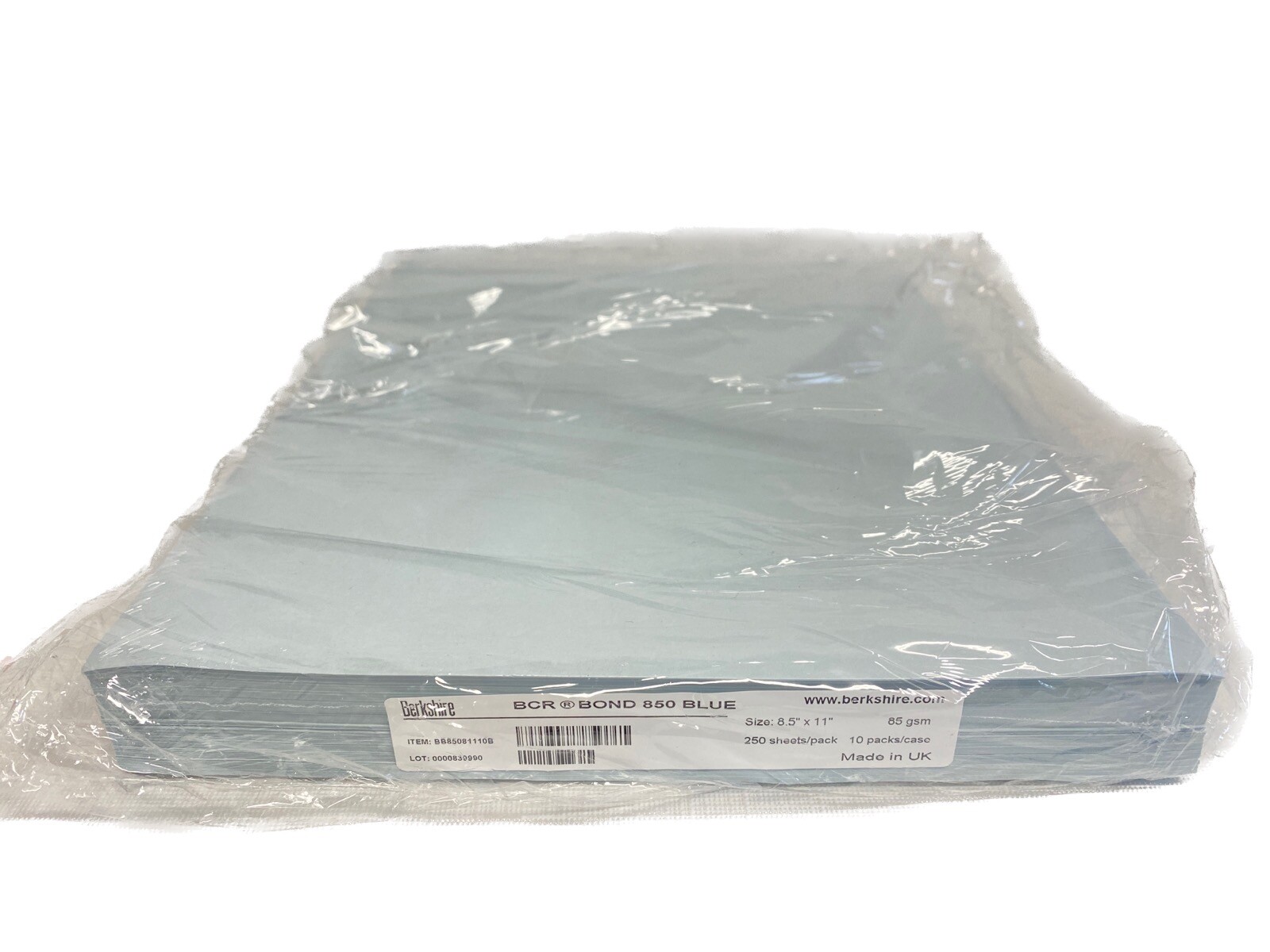 BERKSHIRE BCR Bond 850 Blue Cleanroom Paper 8.5” x 11” 250/Pk BB85081110B