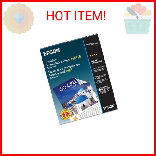 Epson Premium Presentation Paper MATTE (8.5×11 Inches, Double-sided, 50 Sheets)