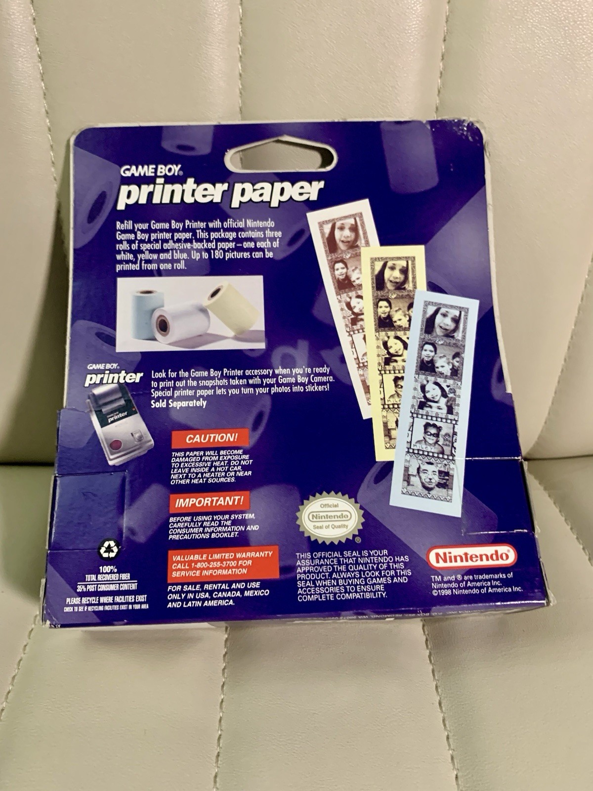 NEW Sealed Game boy Color PRINTER PAPER 3 ROLLS refill carton box by Nintendo