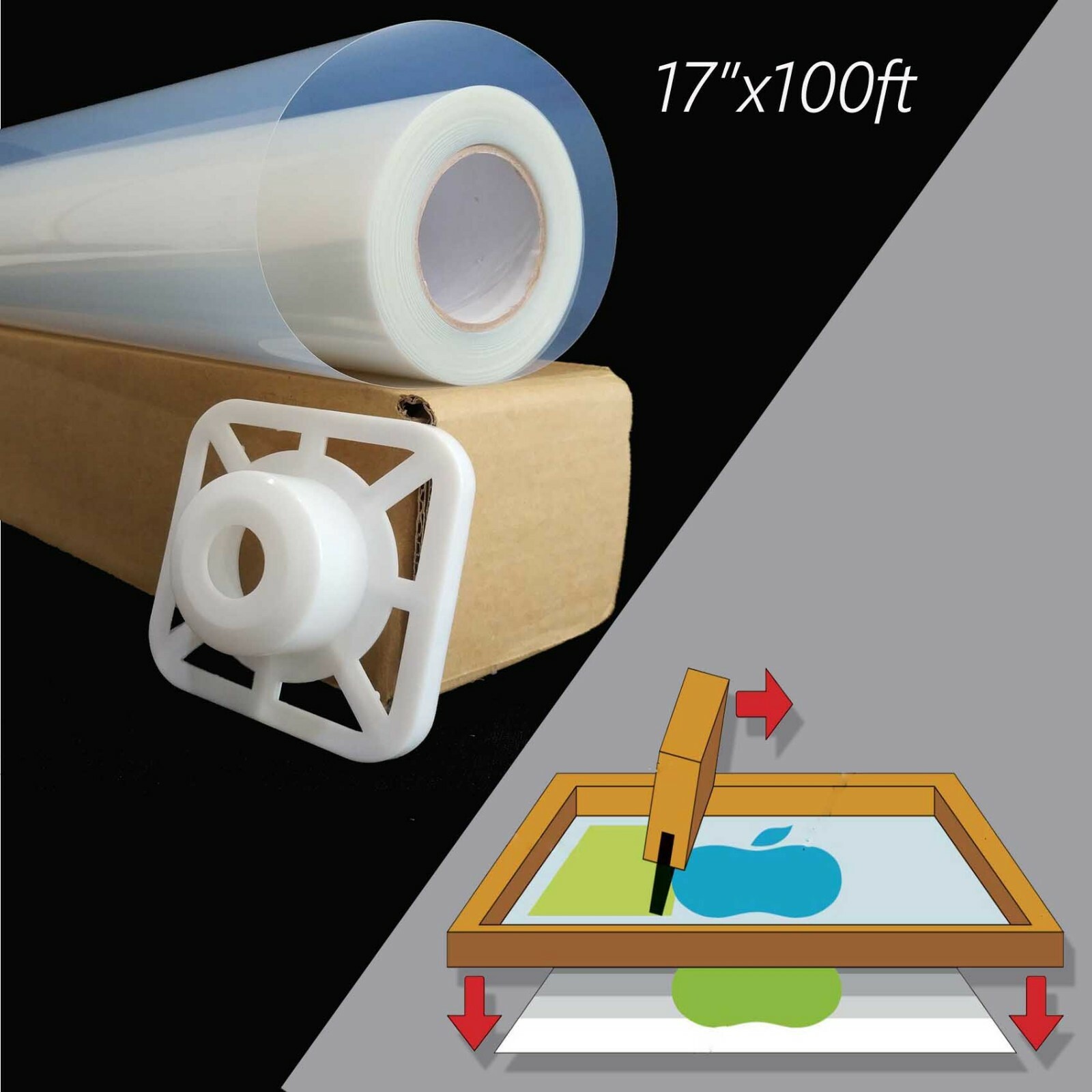 17″x100ft / roll，Waterproof Quick Dry Milky Inkjet Screen Printing Film