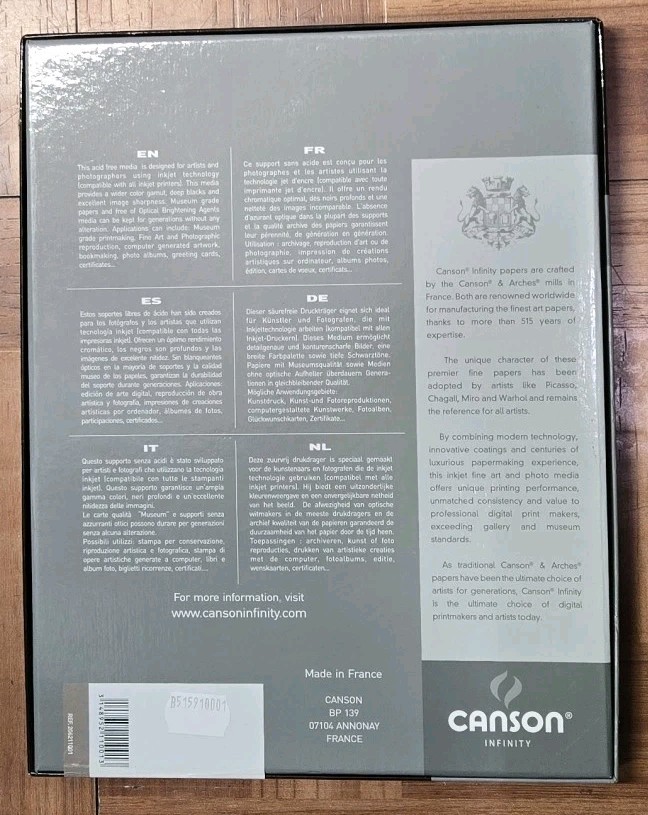 Canson Infinity Edition Etching Rag Smooth-grain Fin Photo Paper 25 Sheets NEW