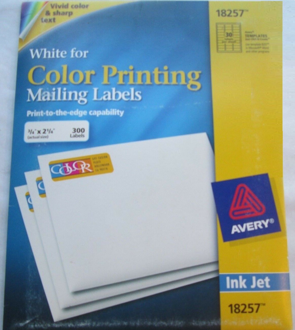 AVERY #18257 WHITE FOR COLOR PRINTING MAILING ADDRESS LABELS FREE SHIPPING USA