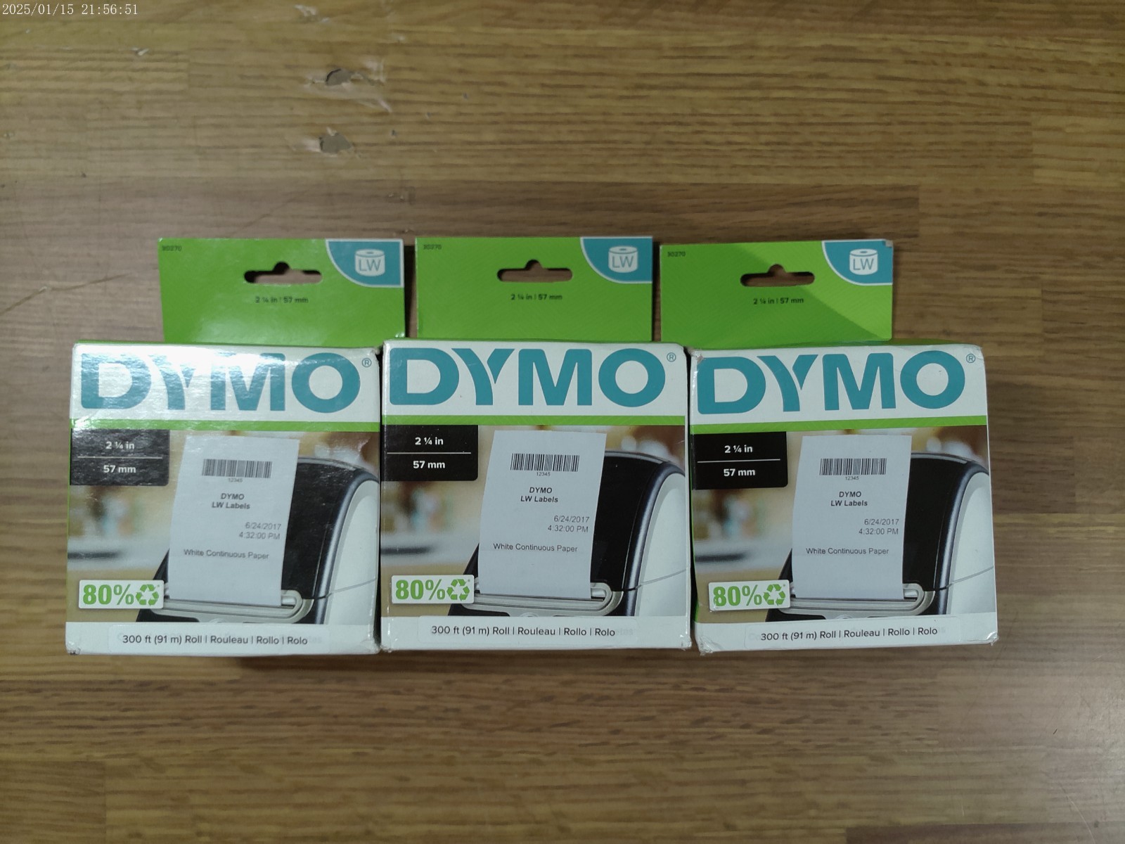 3 DYMO Label Writer 30270 White Continuous Paper Roll 2 1/4″ x 300′ 450 Turbo