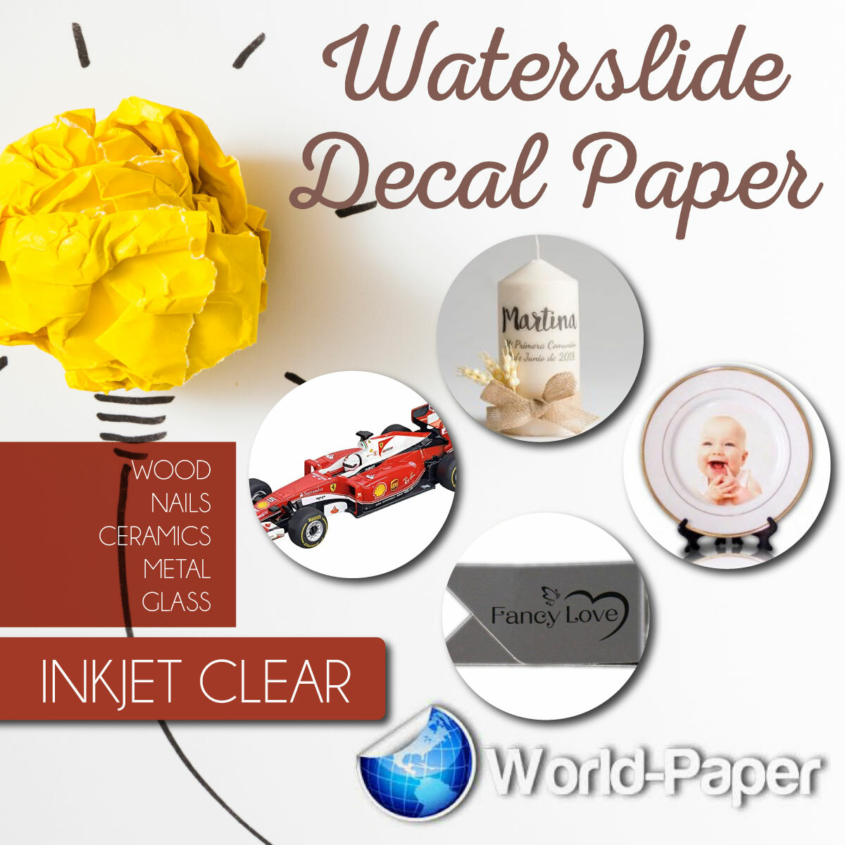 INKJET waterslide decal paper CLEAR 11 x 17, 10 sheets