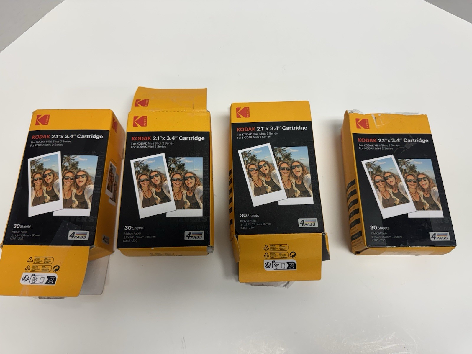 4 QTY – Kodak 2.1″ X 3.4″ Cartridge 30 Sheets Ribbon Paper ICRG-230 – OPEN BOX