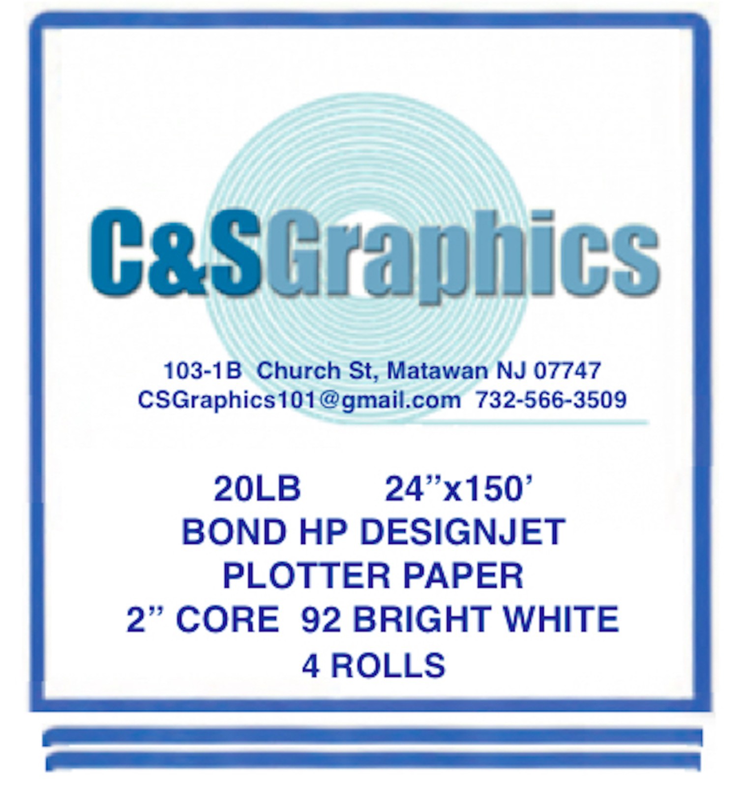40 Rolls 24″x150′ 20lb Bond HP DesignJet Plotter Paper 2″ core 92 Bright white