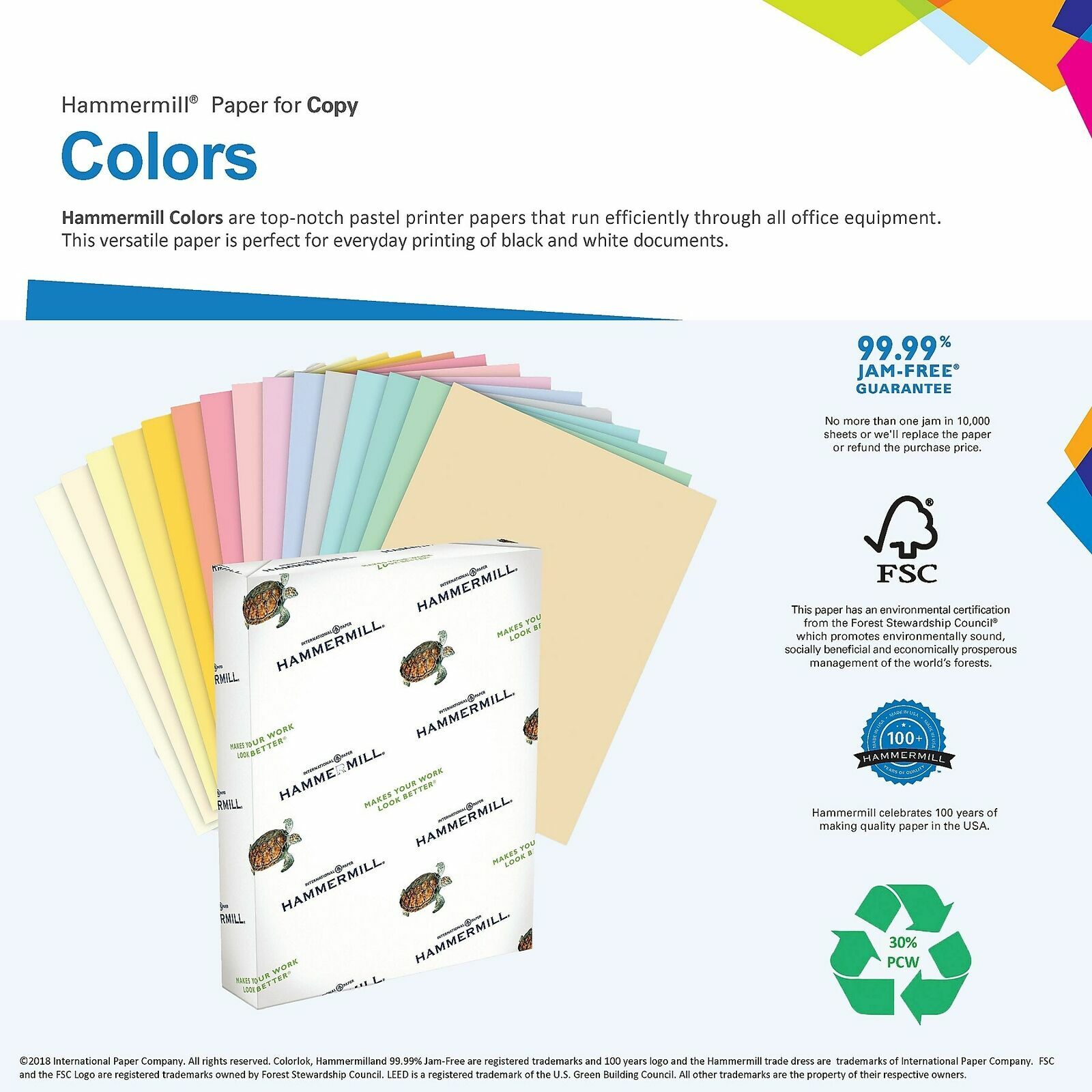 Hammermill Recycled Colored Paper 20lb 8 1/2 x 11 Cherry 500 Sheets/Ream 102210