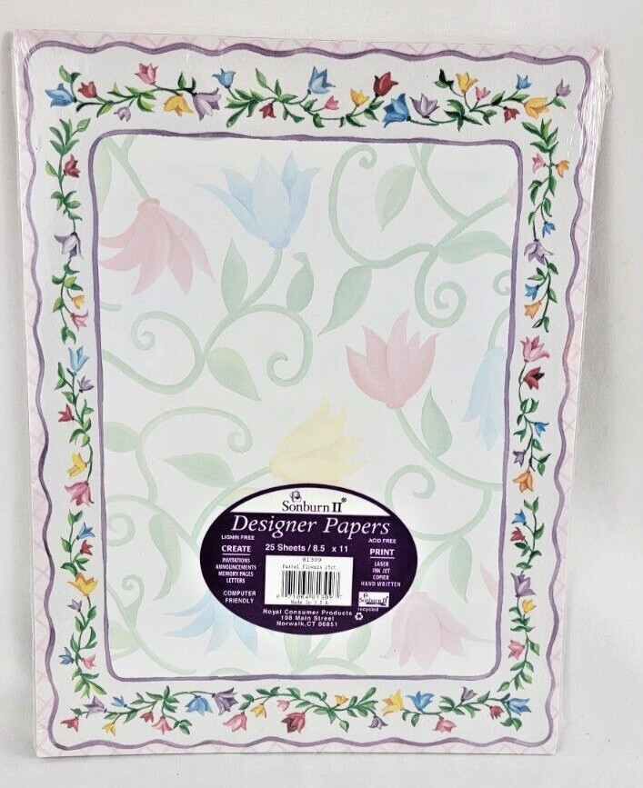 Sonburn II Pastel Flowers Specialty Paper 25 Sheets 8.5″x11″ Laser InkJet Copier