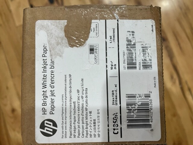 1 HP C1860A Bright White Inkjet Paper 4.7 Mil 24 In x 150 Ft