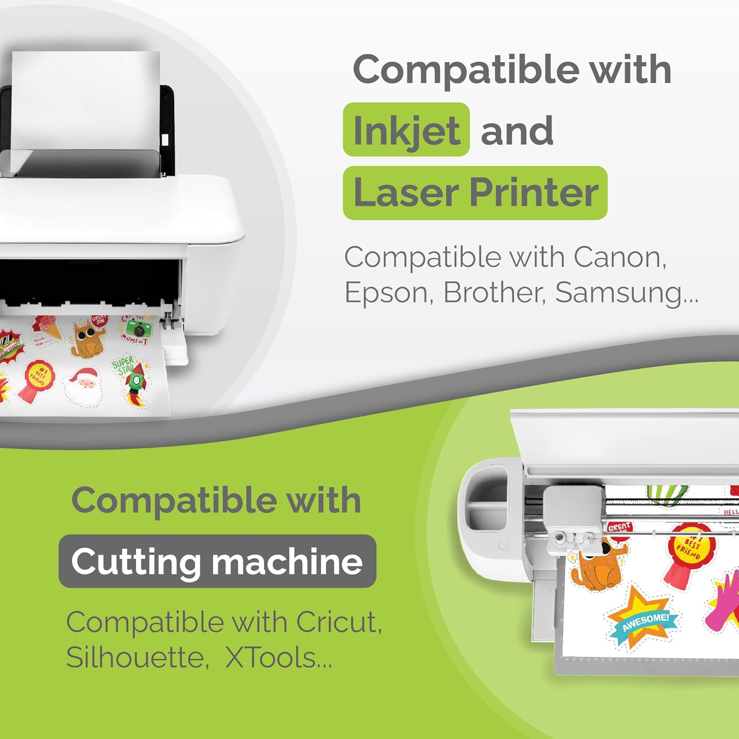 Premium Printable Vinyl Sticker Paper for Inkjet Printer – 34 Sheets Self-Adhesi