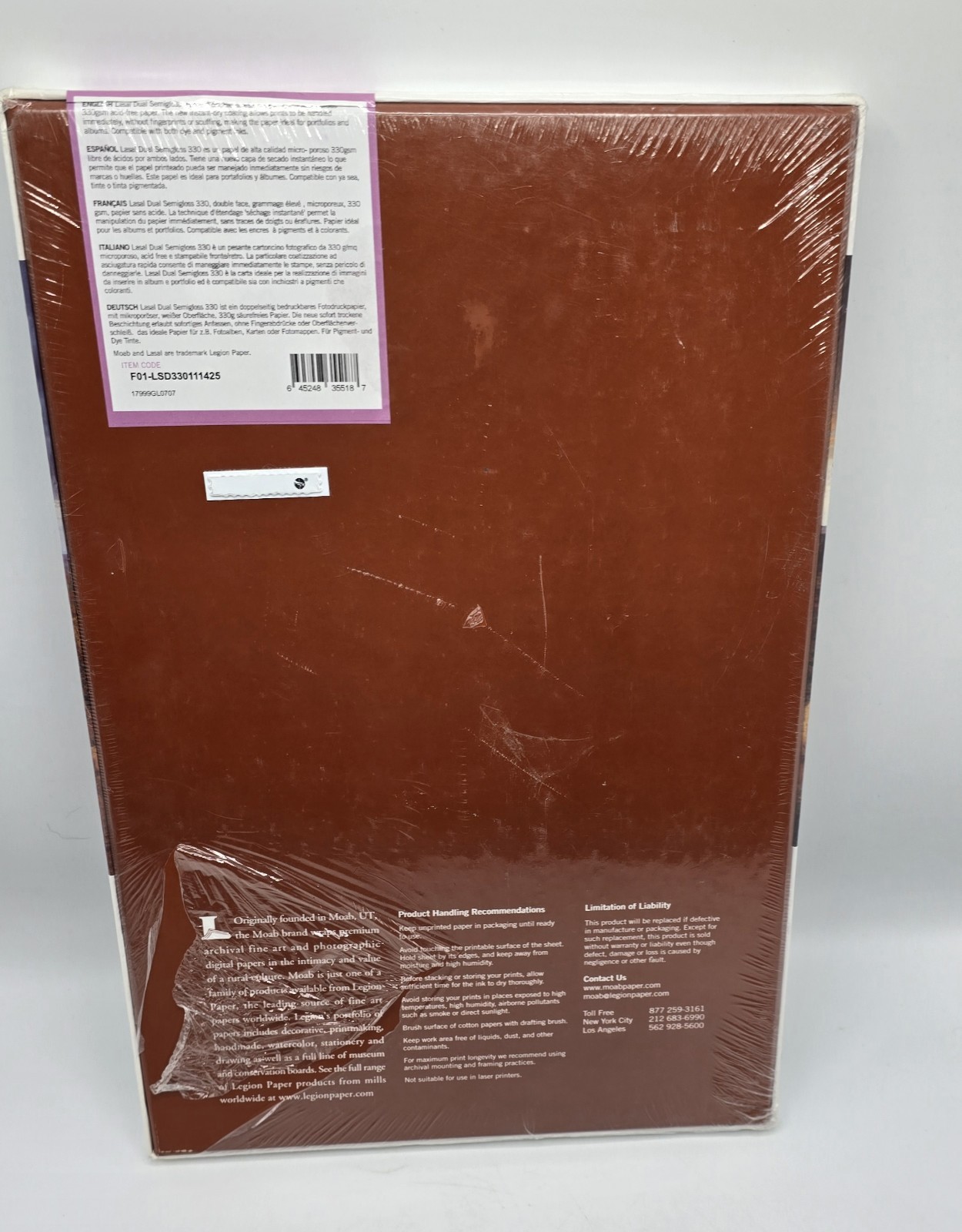 MOAB by Legion Paper Lasal Photo Dual Semigloss 330 11×14-25 Sheets-NEW SEALED