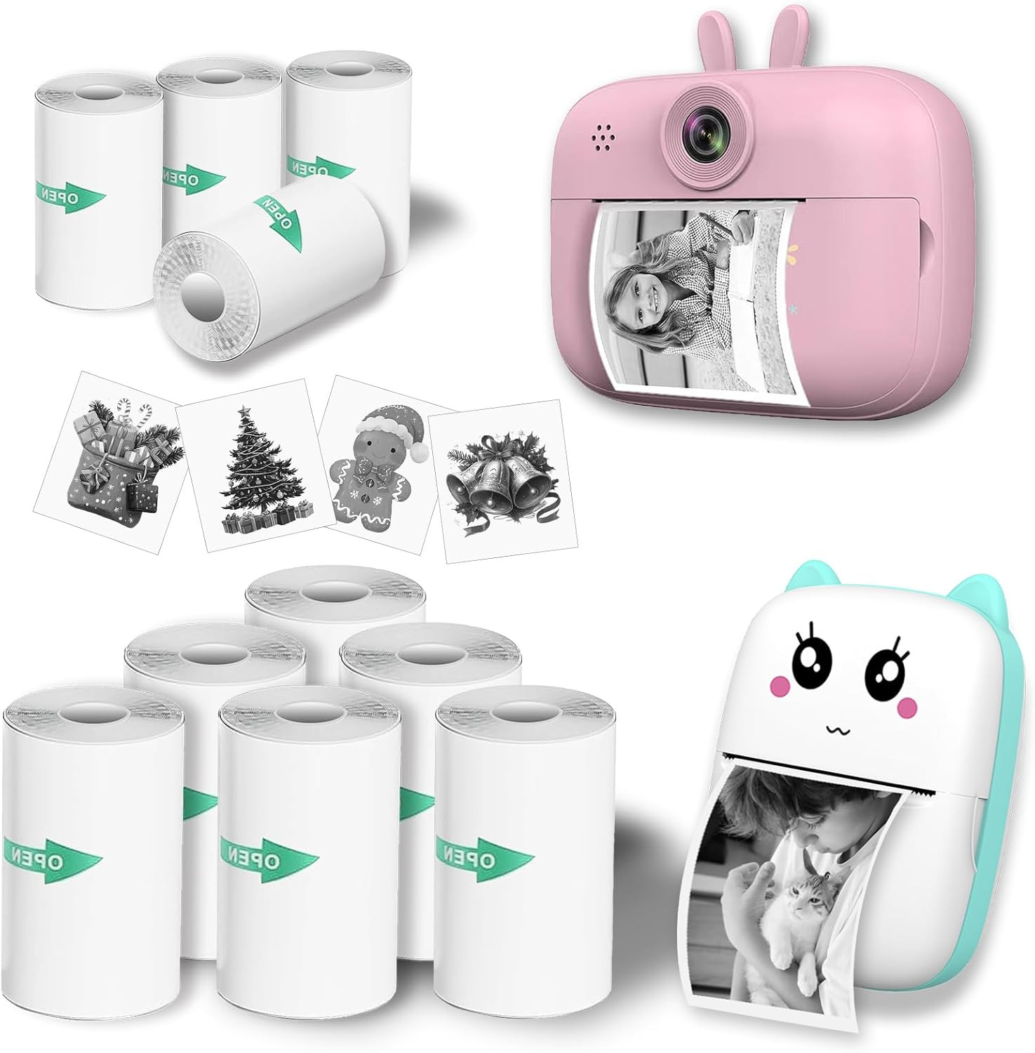 10 Rolls Sticker Paper, Self-Adhesive Thermal HD Photo Paper, Mini Pocket Printe
