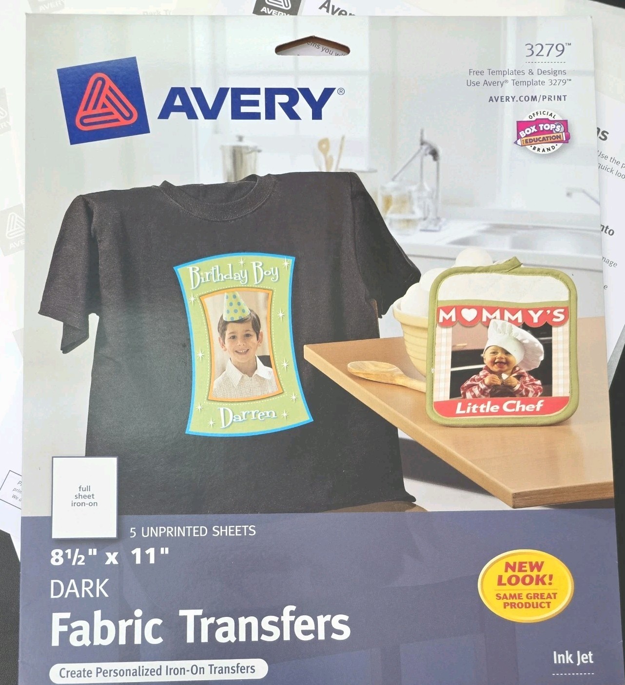 Avery dark fabric transfers 8.5×11 full sheet iron on t-shirts 5/pk (3279) open