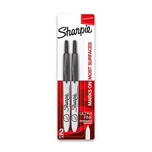 Retractable Permanent Markers, Ultra Fine Point, Black, 2 Count