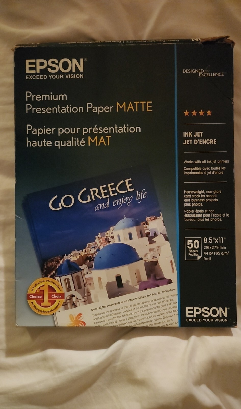 EPSON MATTE PREMIUM PHOTO PAPER 8.5″ x 11″ C13S041257 40 SHEETS