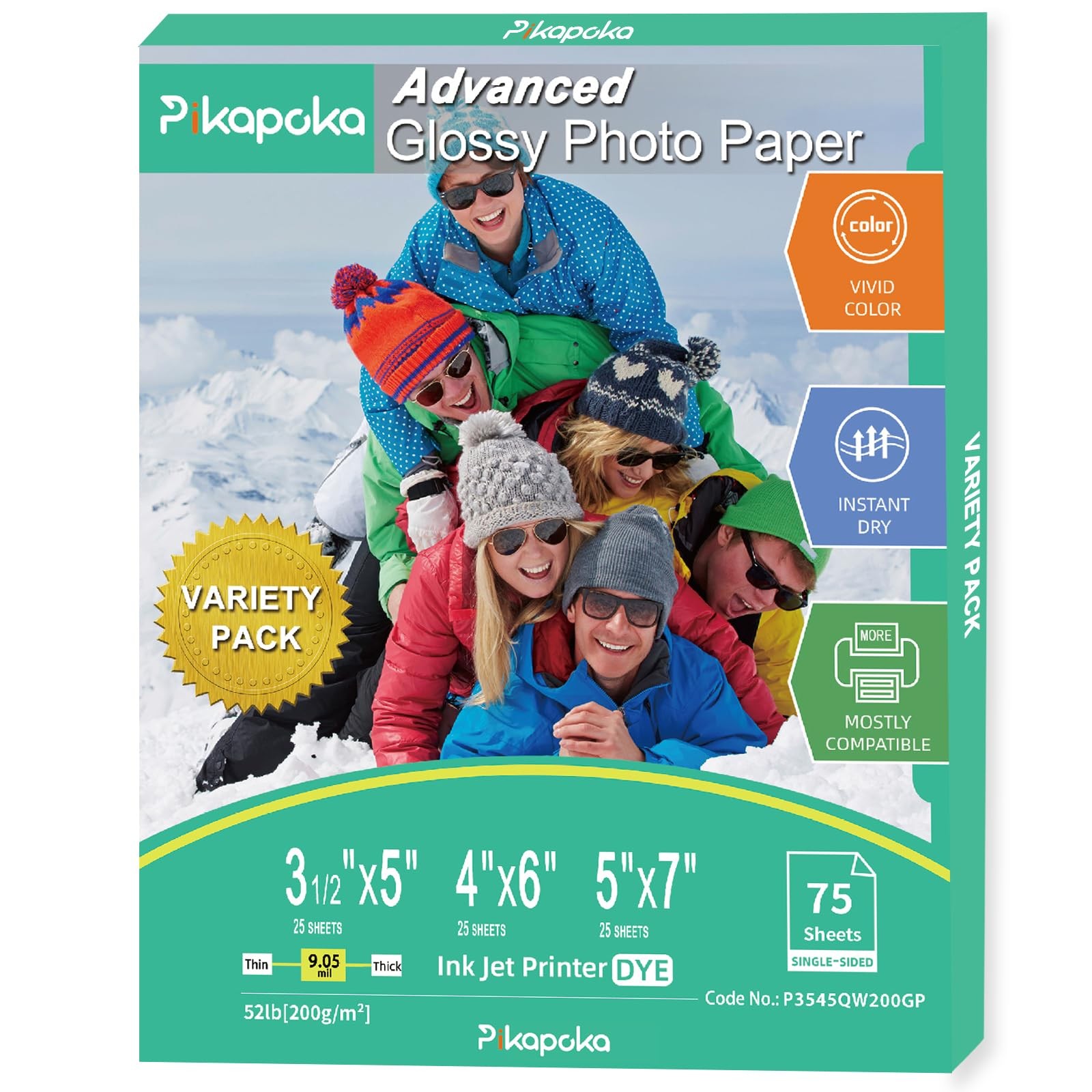 Glossy Photo Paper 3.5×5, 4×6, 5×7, Photo Printer Paper for Inkjet, 75 Variet…