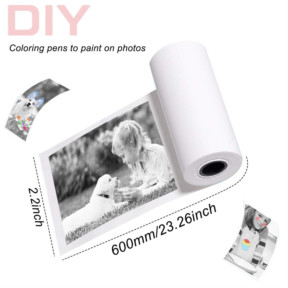 12 Rolls Thermal Print Camera Paper Refill White Instant Printing Till Roll