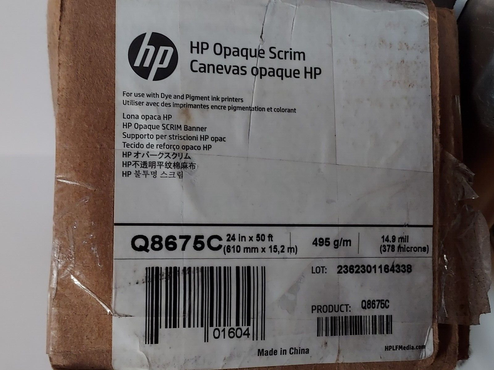 HP Inkjet Print Banner Paper 24″ x 49 ft Opaque Matte Q8675C