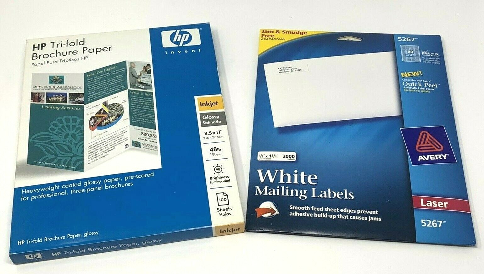 Hewlett Packard C7020A Brochure 8-1/2 x 11 Glossy Paper + Avery Mailing Labels