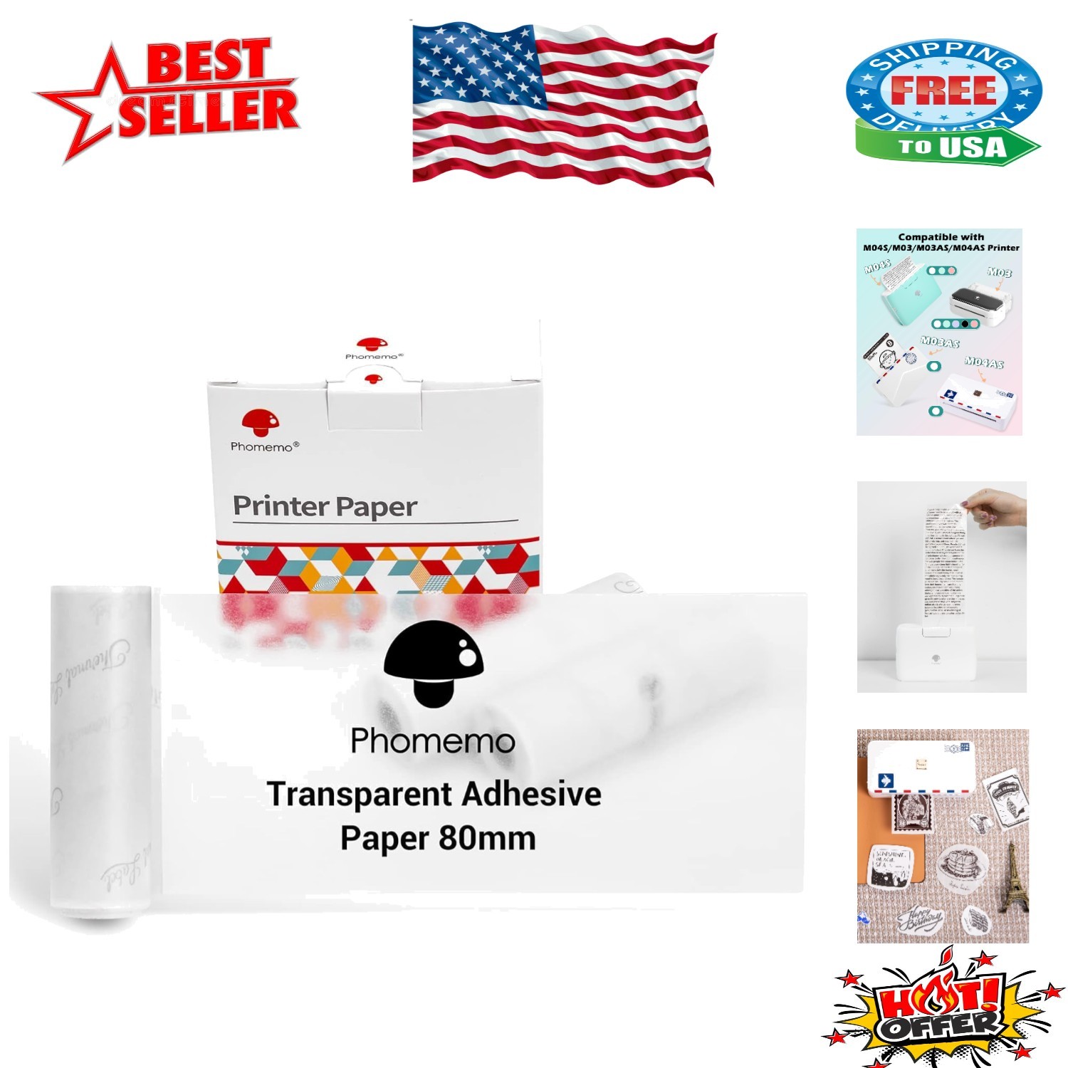 Versatile Transparent Thermal Paper 77mm – 3 Rolls, Ideal for Crafts & More