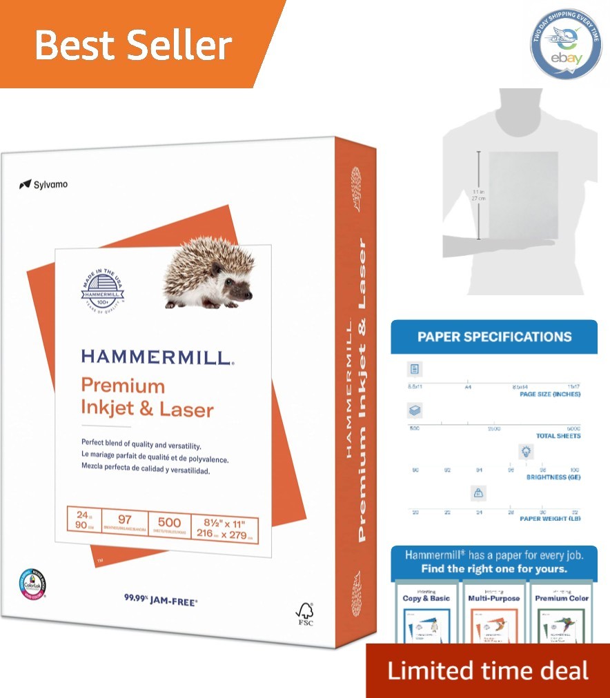 24lb Printer Paper 8.5×11 – 500 Sheets, Bright & Eco-Friendly