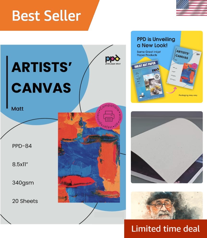 High-Resolution Cotton Canvas Sheets for Inkjet Prints – 20 Pack of 8.5 x 11″