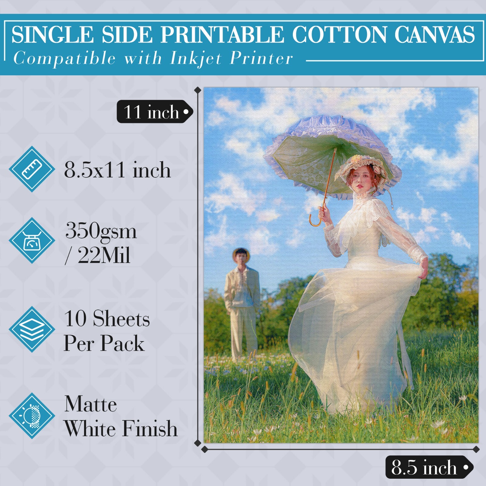 Koala Inkjet Canvas Paper 8.5×11 100% Cotton Matte Photo Paper 350g 22Mil Thick
