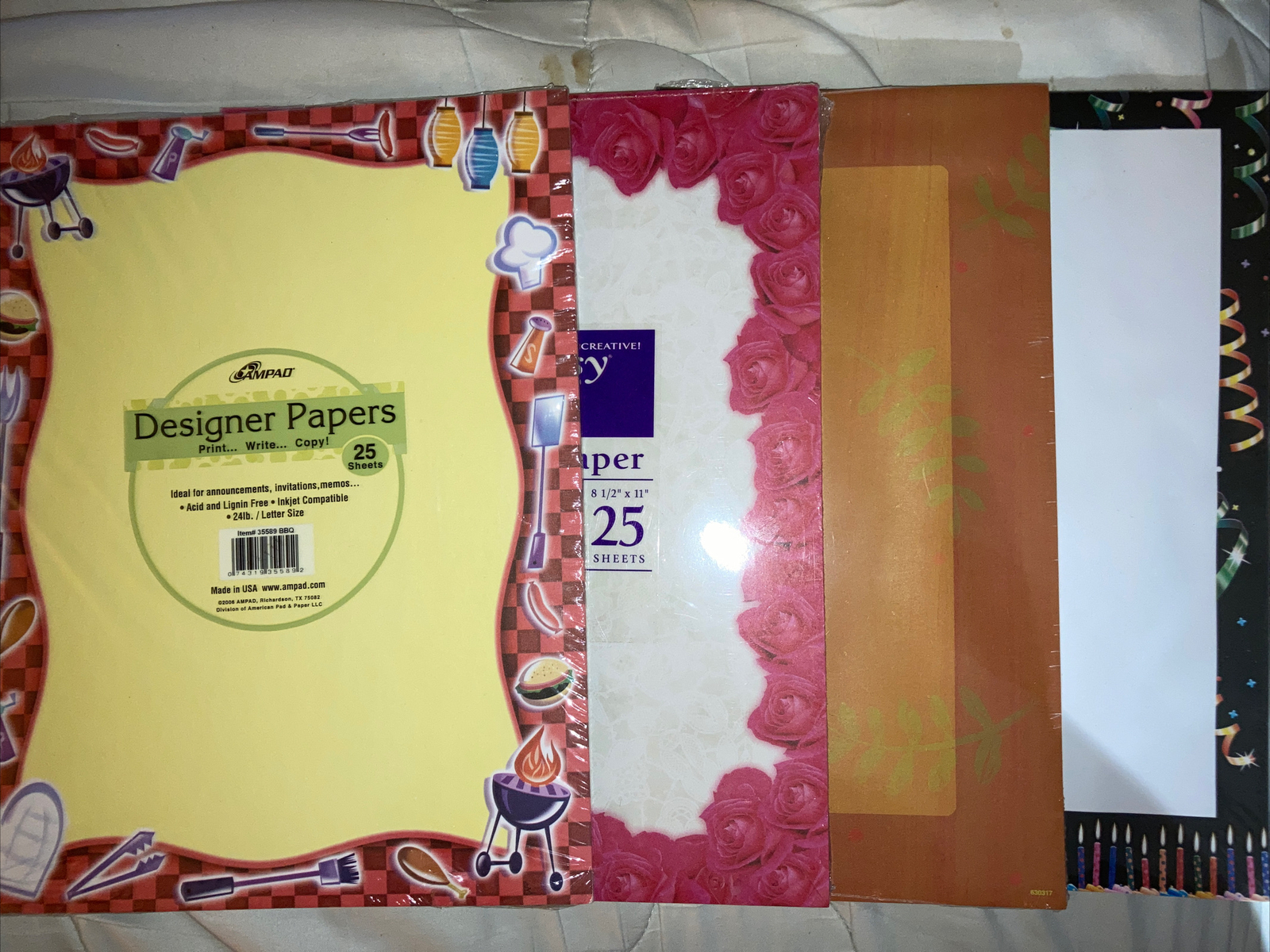 FOUR SETS OF DESIGNER COMPUTER PRINTING PAPER LASER/INKJET 115 Sheets Total