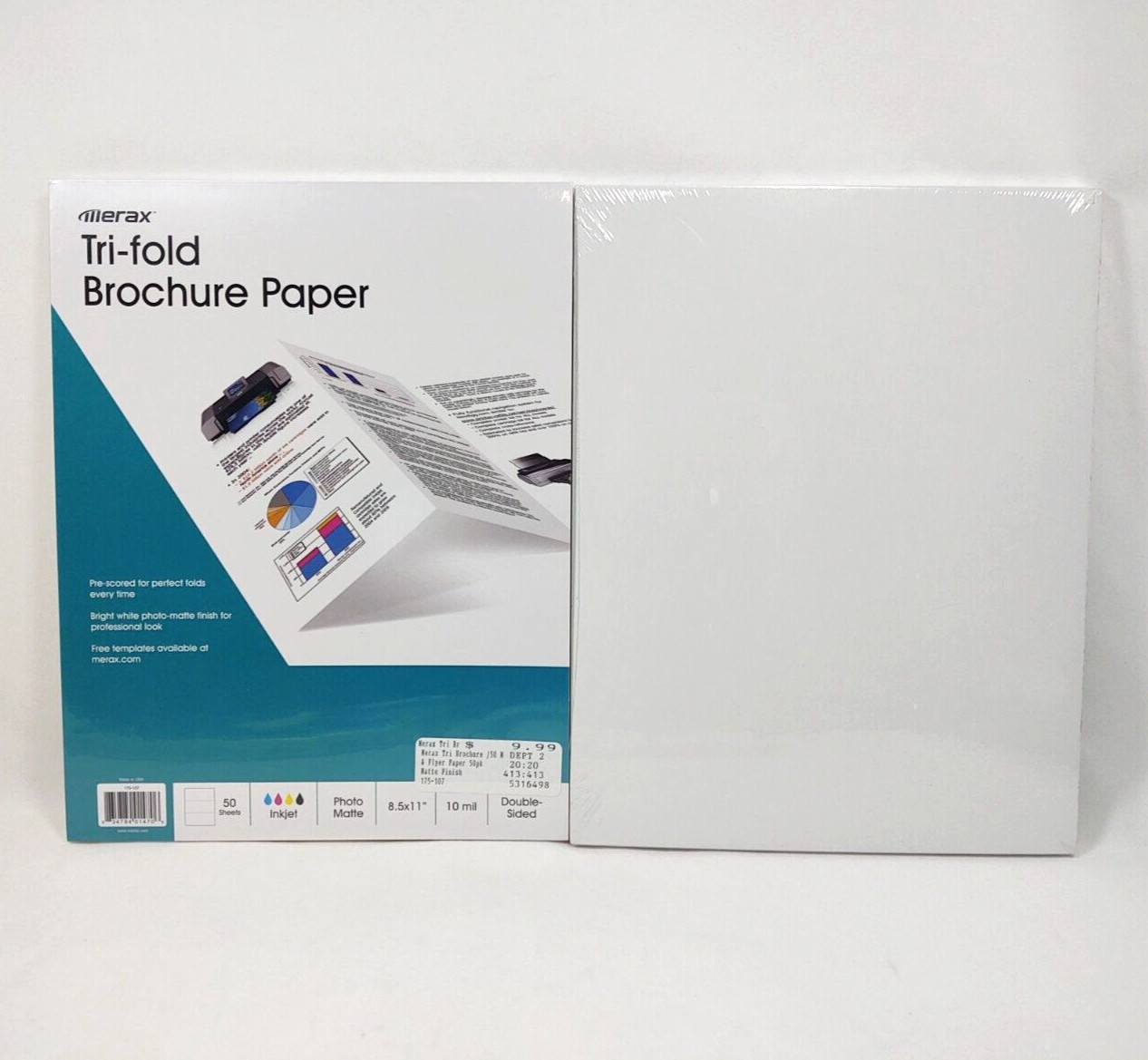 Tri-Fold Brochure Inkjet Paper Matte Finish 8.5″ x 11″ Merax 100pcs New Sealed