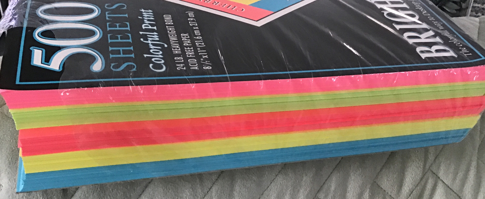 Open Pkg Pen-Tab Industries, Inc. Heavyweight Bond Bright Shades 8.5 x 11” Paper