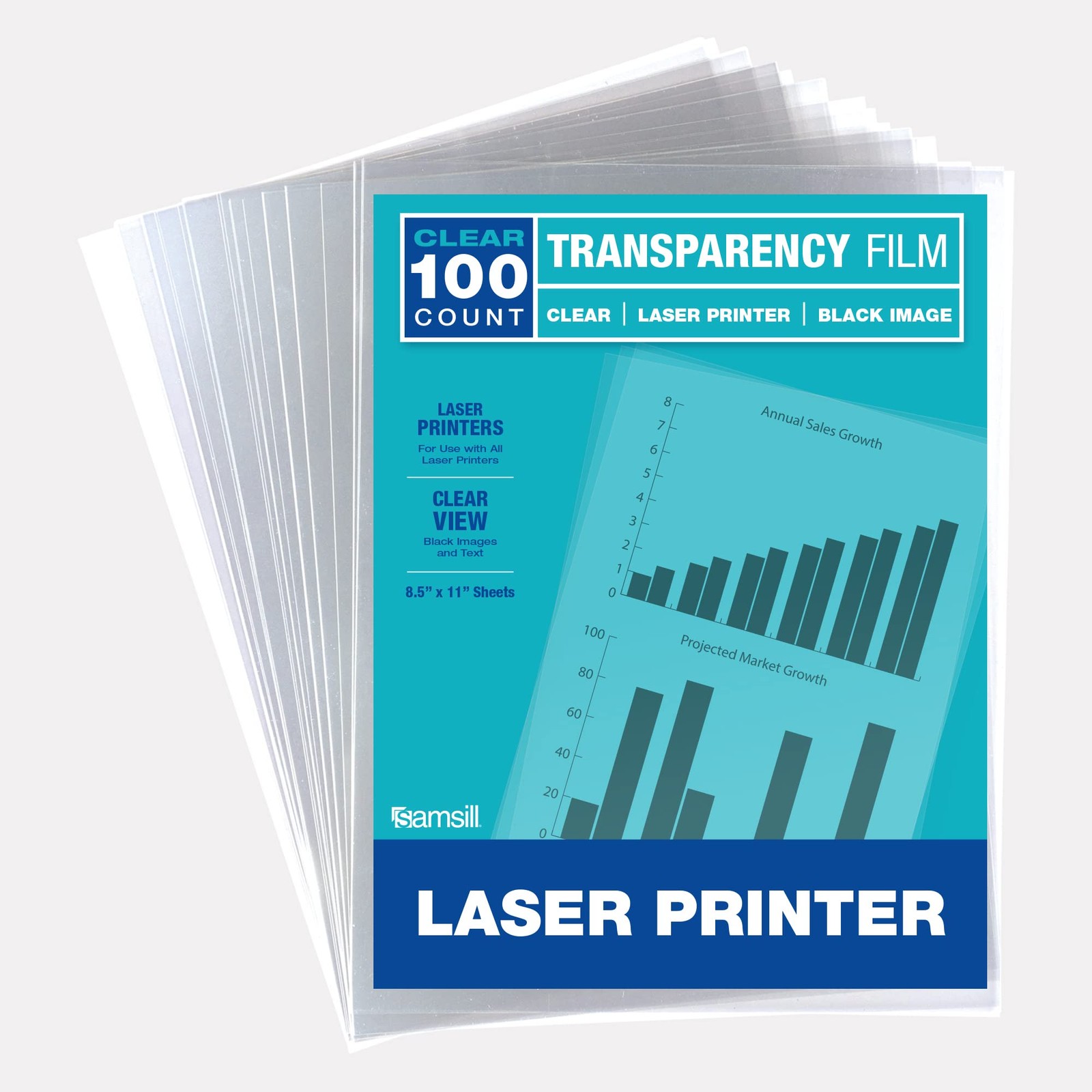 100 Pack Transparent Printer Sheets for Laser Jet, 8.5×11 Clear Projector Film