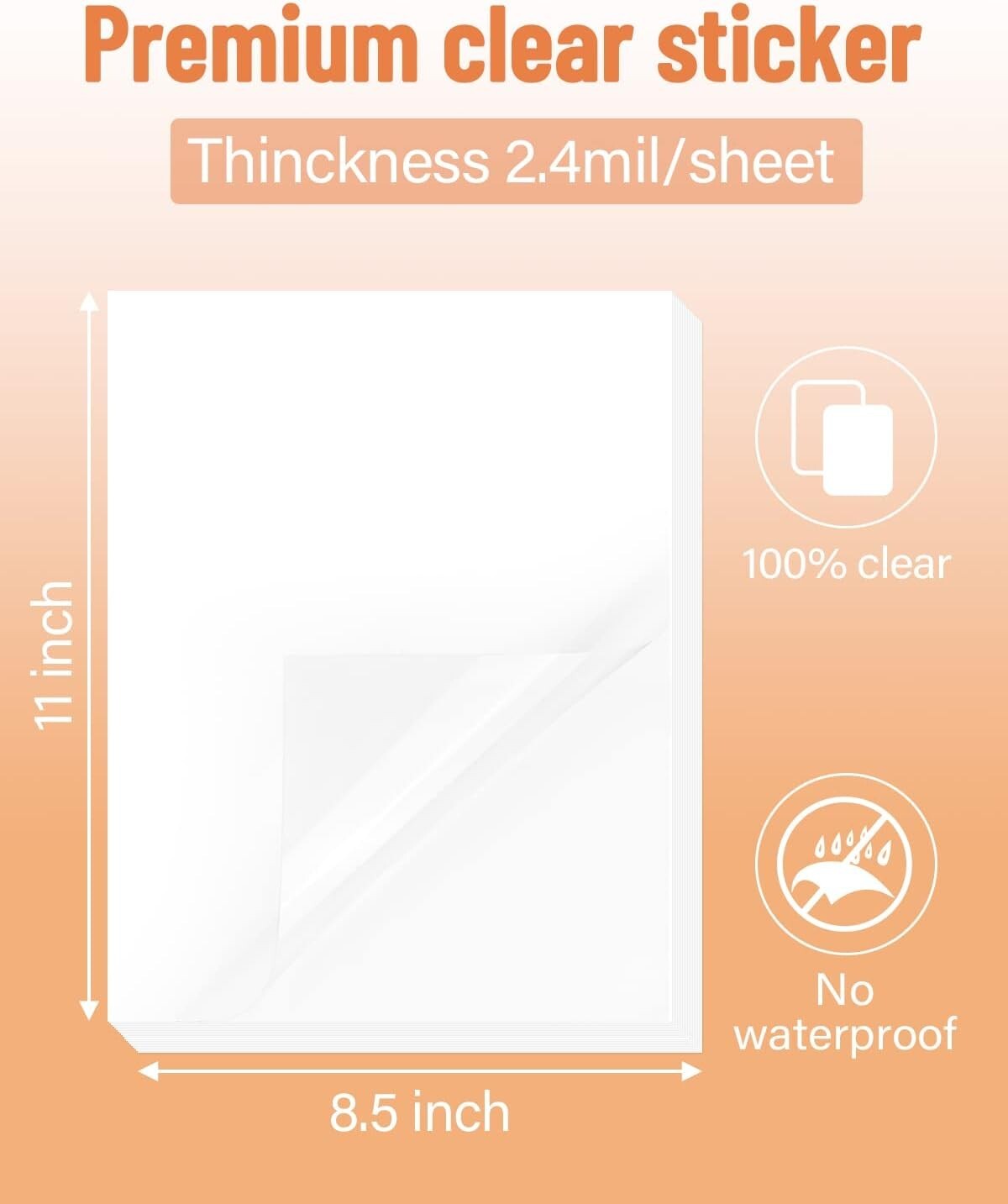Glossy Matte 8.5″x11″ Printable Vinyl Sticker Paper for Inkjet Laser -50 Sheets
