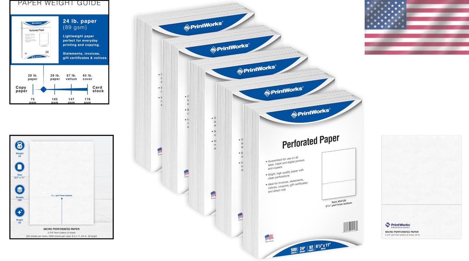 High-Quality Perforated Printer Paper 8.5×11 2500 Sheets 20lb USA Made