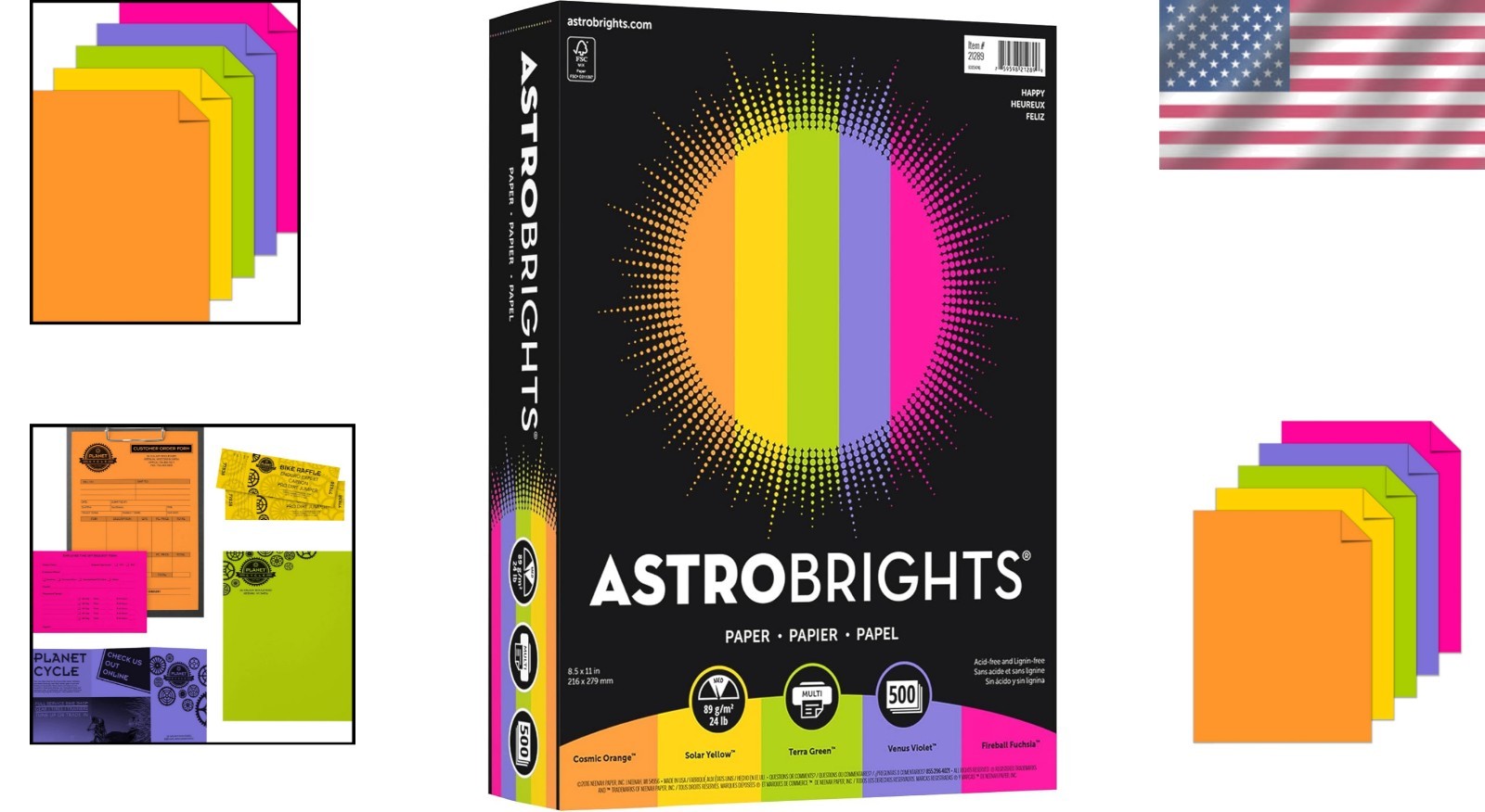 Astrobrights 8.5″ x 11″ Smooth Color Paper, 500 Sheets, Durable & Biodegradable