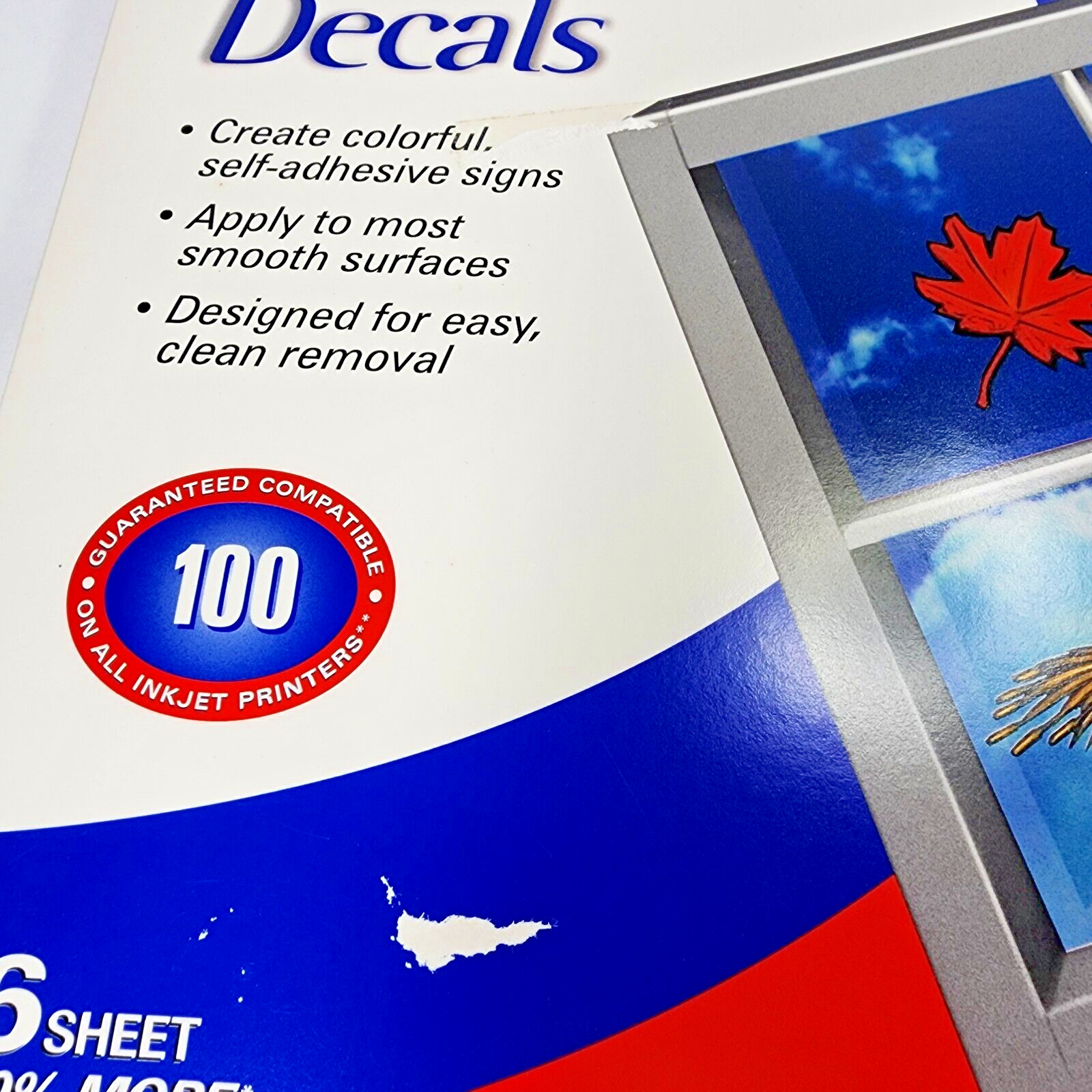 Xerox Color Inkjet Window Decals New Unopened Old Stock. 2pks of 6 Sheets