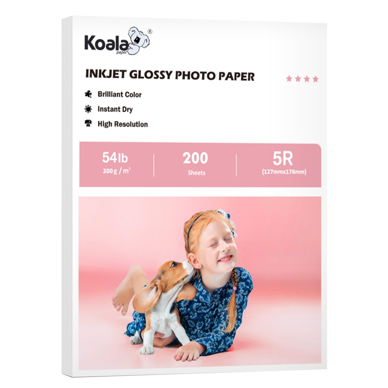 200 PCS 5×7 Inch 54lb 200gsm Glossy Thick Inkjet Photo Paper Invitation Cards
