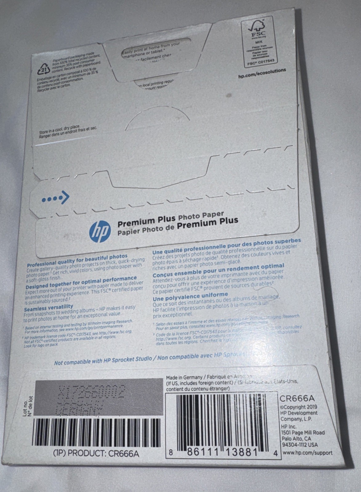 HP Premium Plus Soft Gloss Photo Paper 100 Sheets 80lb 4×6 Hewlett Packard – NEW