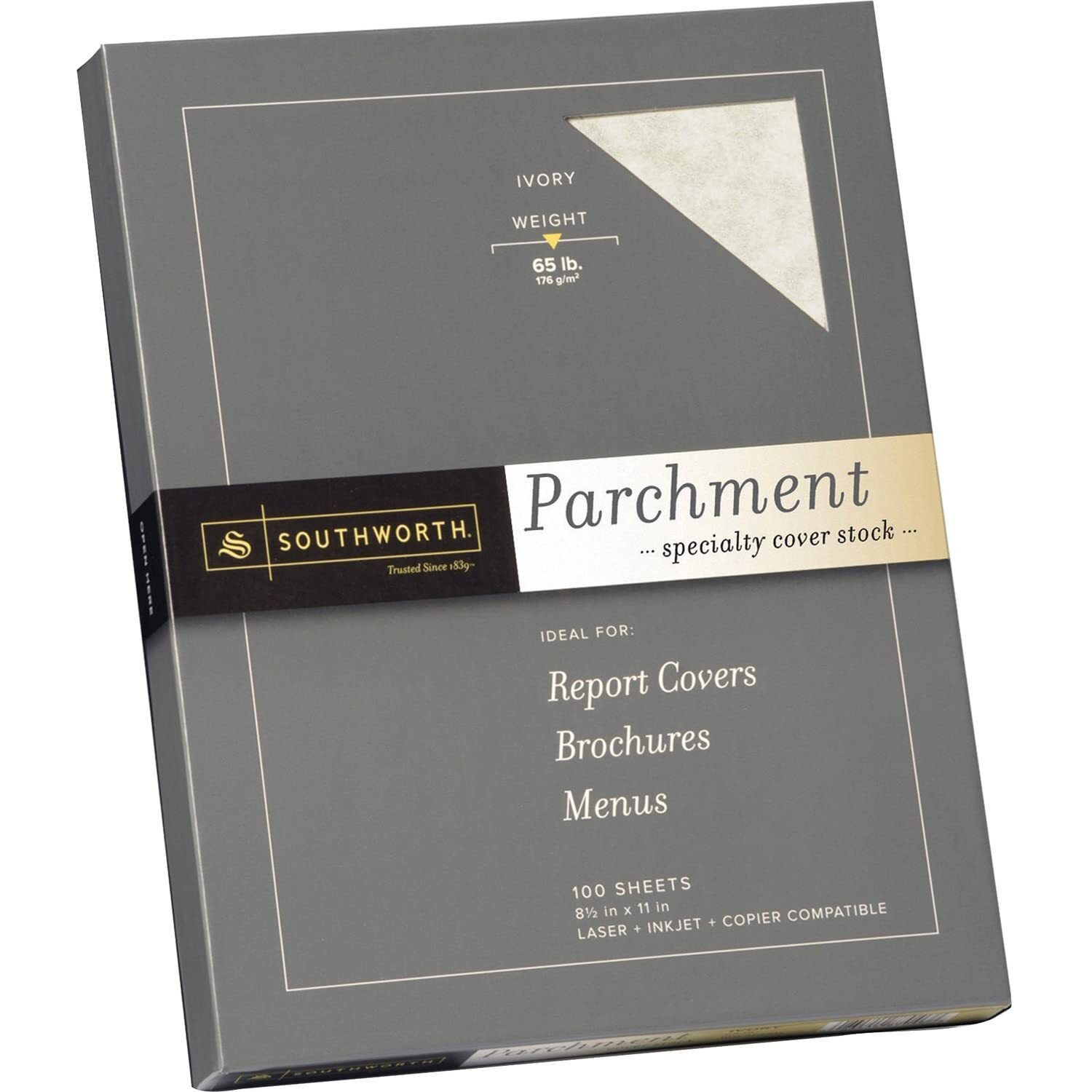 Parchment Cardstock 8.5” x 11” 65 lb/176 gsm Ivory 100 Sheets – Packaging May…