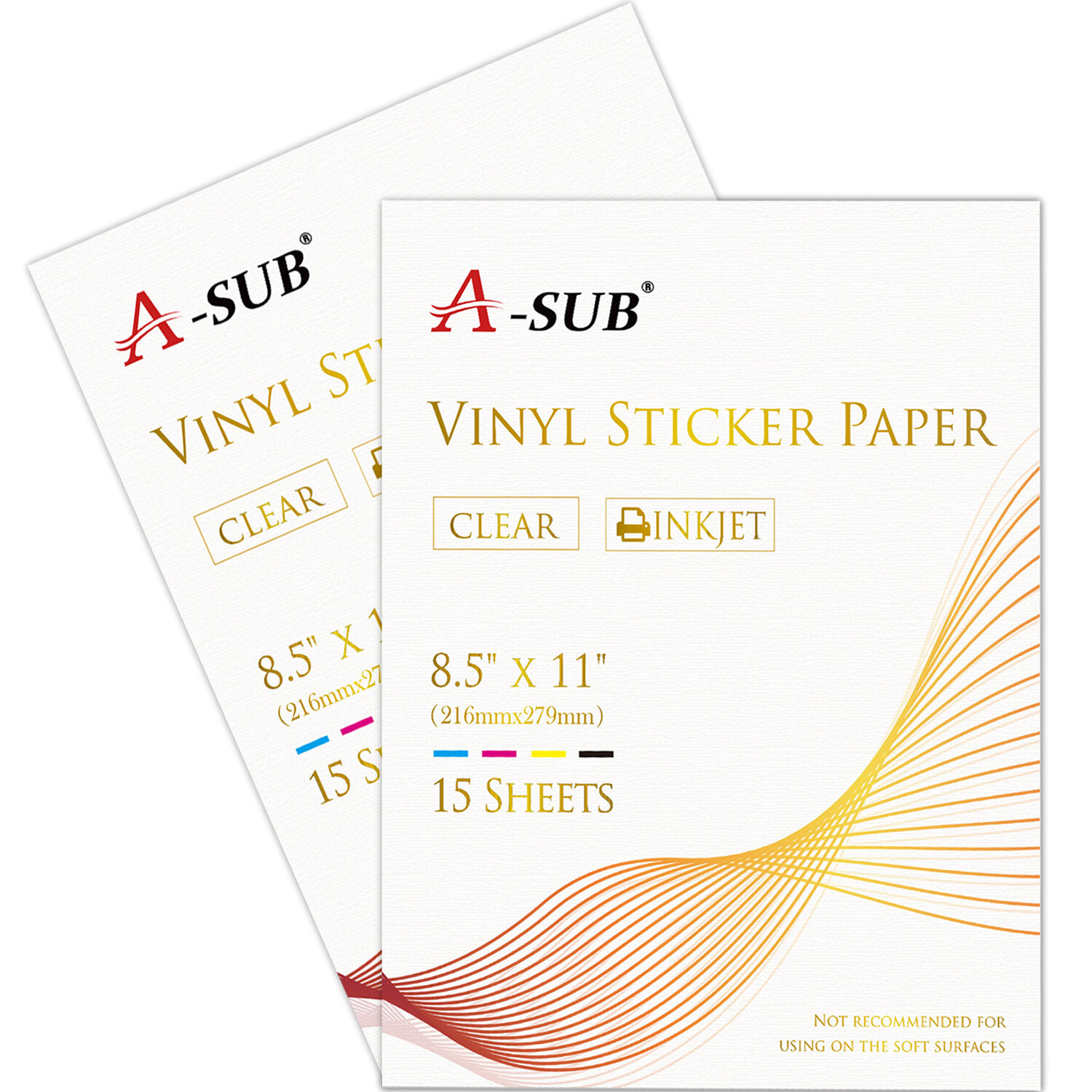 30 Sheet A-SUB Printable Vinyl Clear Sticker Paper for Inkjet Printer Waterproof