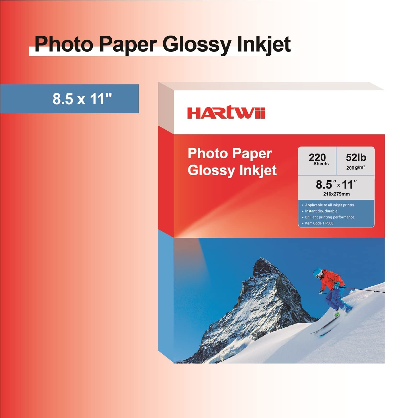 220 Pack Photo Paper Glossy Inkjet 8.5×11 inches 52lb 200Gsm Letter Size for …