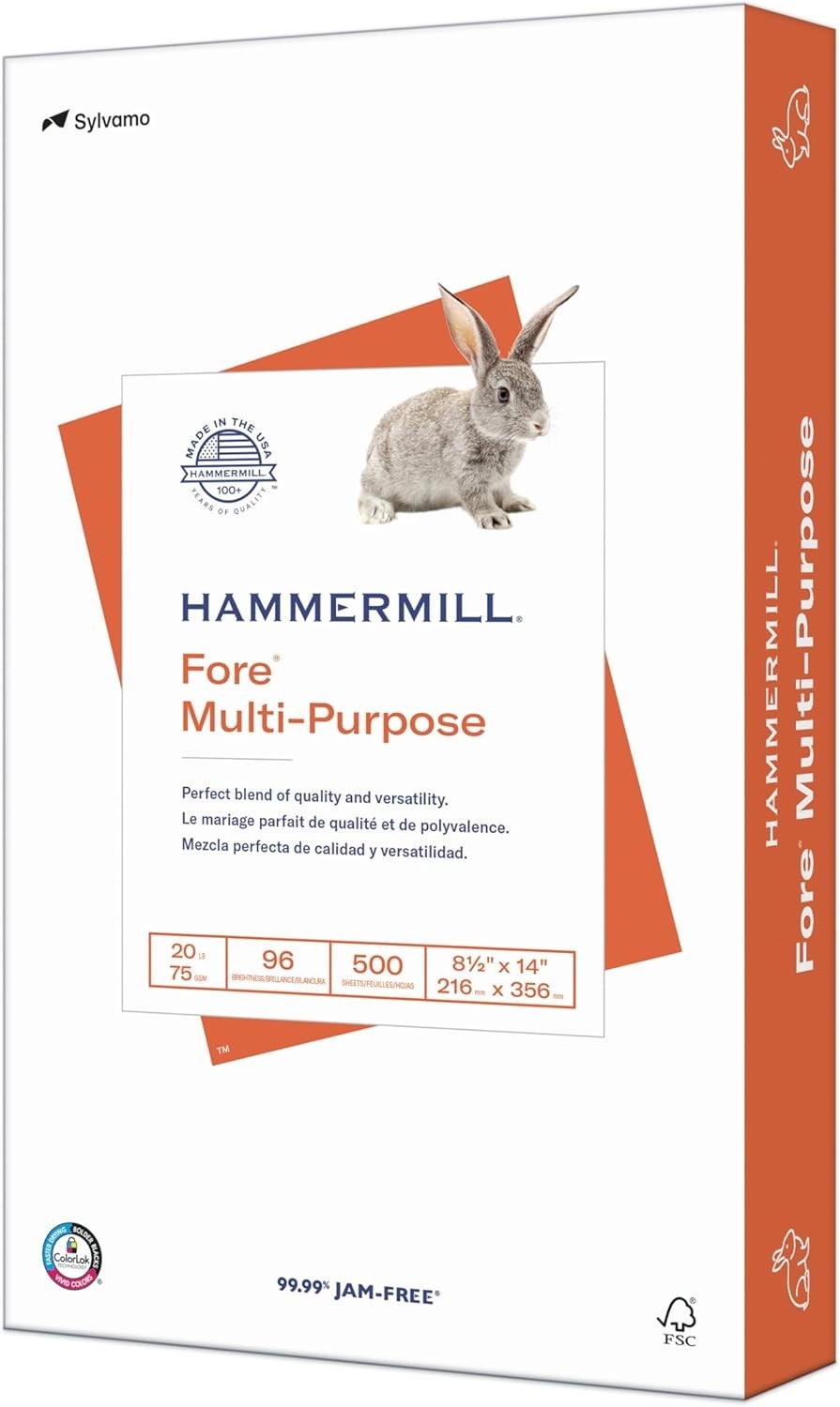 Fore Multi-Purpose 20 lb Paper – 500 Sheet Ream, ColorLok Technology, Legal Size