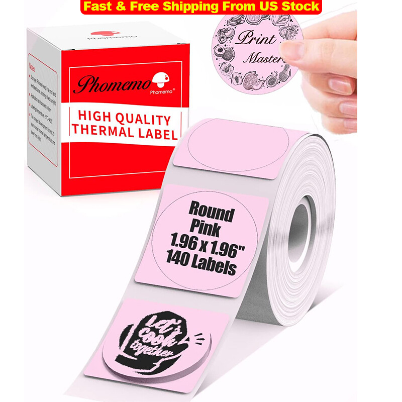 Phomemo Round 140PCS/Roll Thermal Label Paper 50mm for M110/M120/M220 Printer US