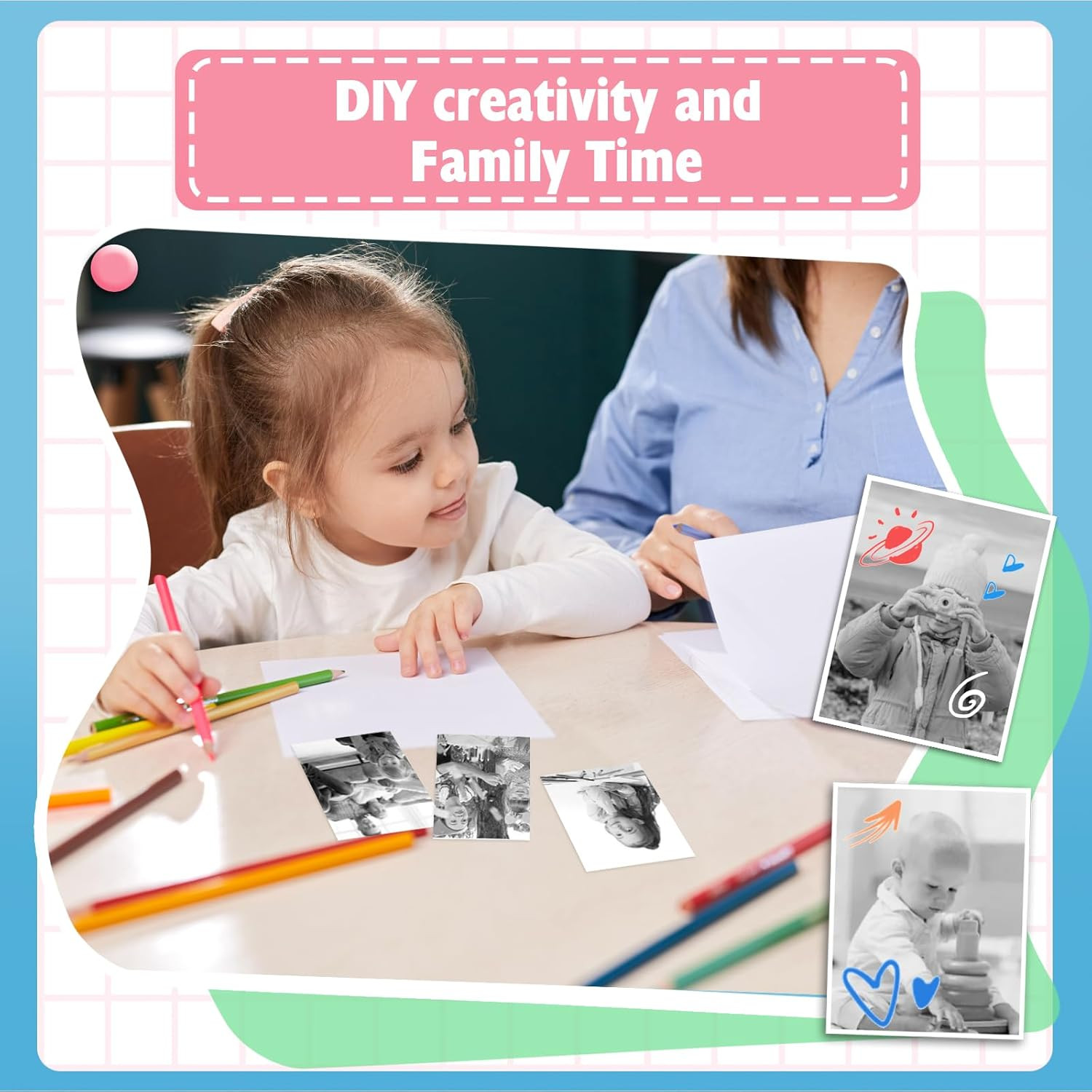 12 Rolls Thermal Paper Refill for Kids Instant Cameras, HD BPA-Free Print Paper,