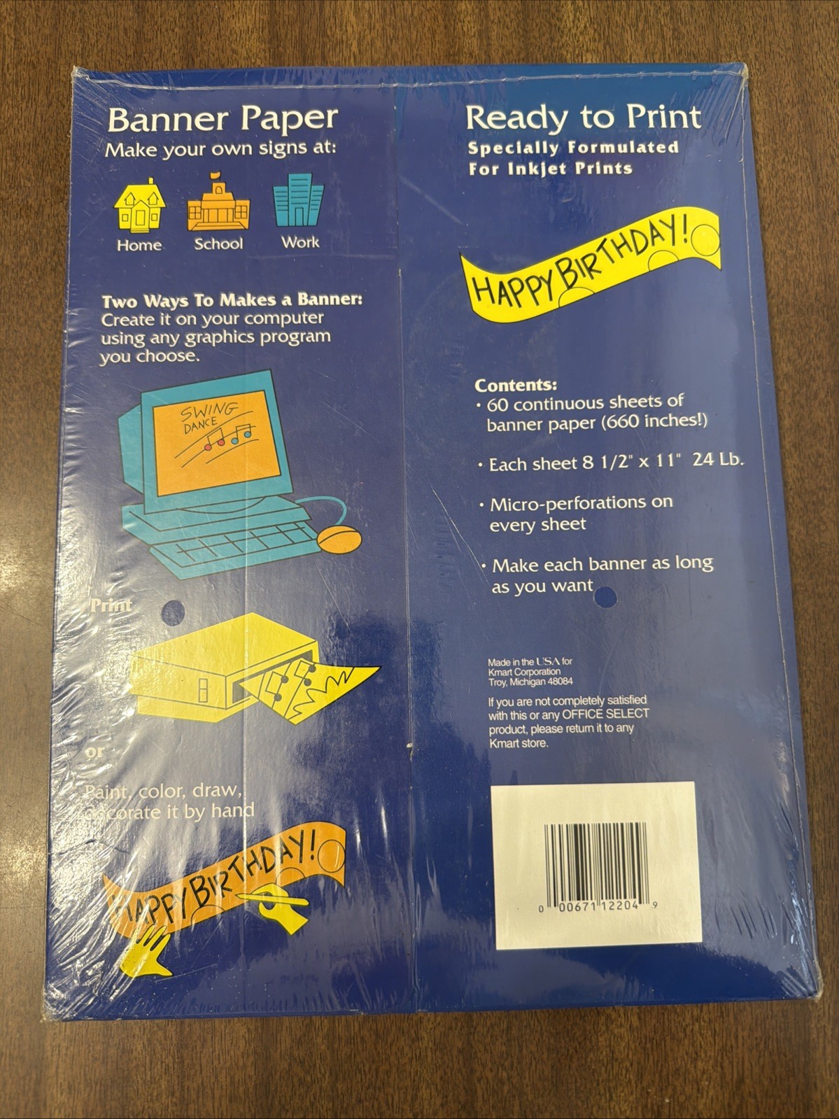 NOS Office Select Banner Paper For Ink Jet Printers 60 Continuous Sheets White