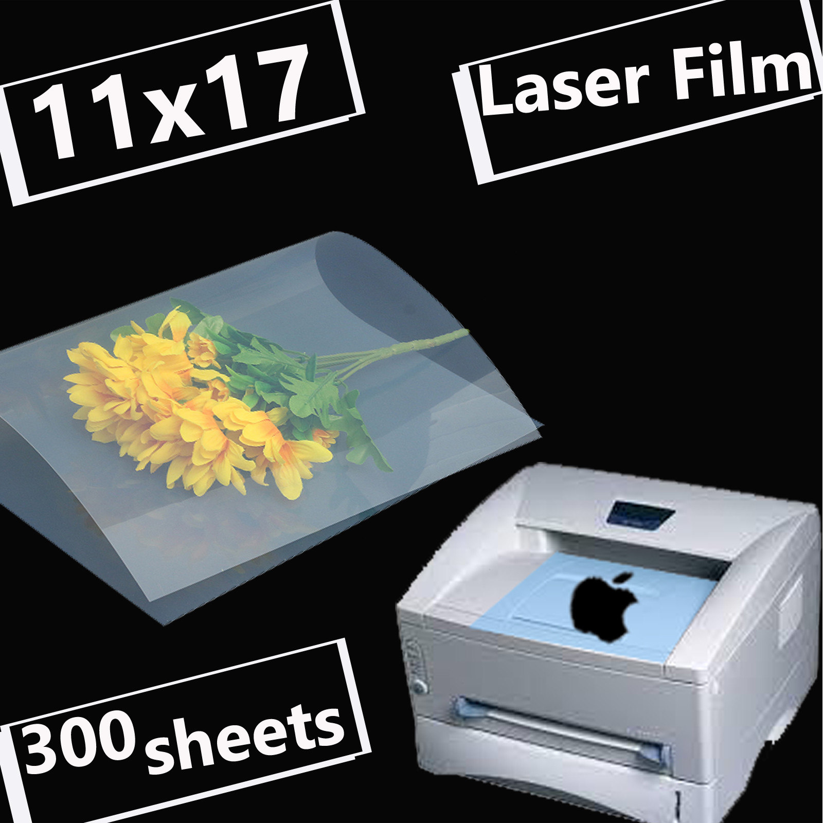 11″ x 17″，200 Sheets，Silk Screen Printing Milky Transparency Laser Printer Film
