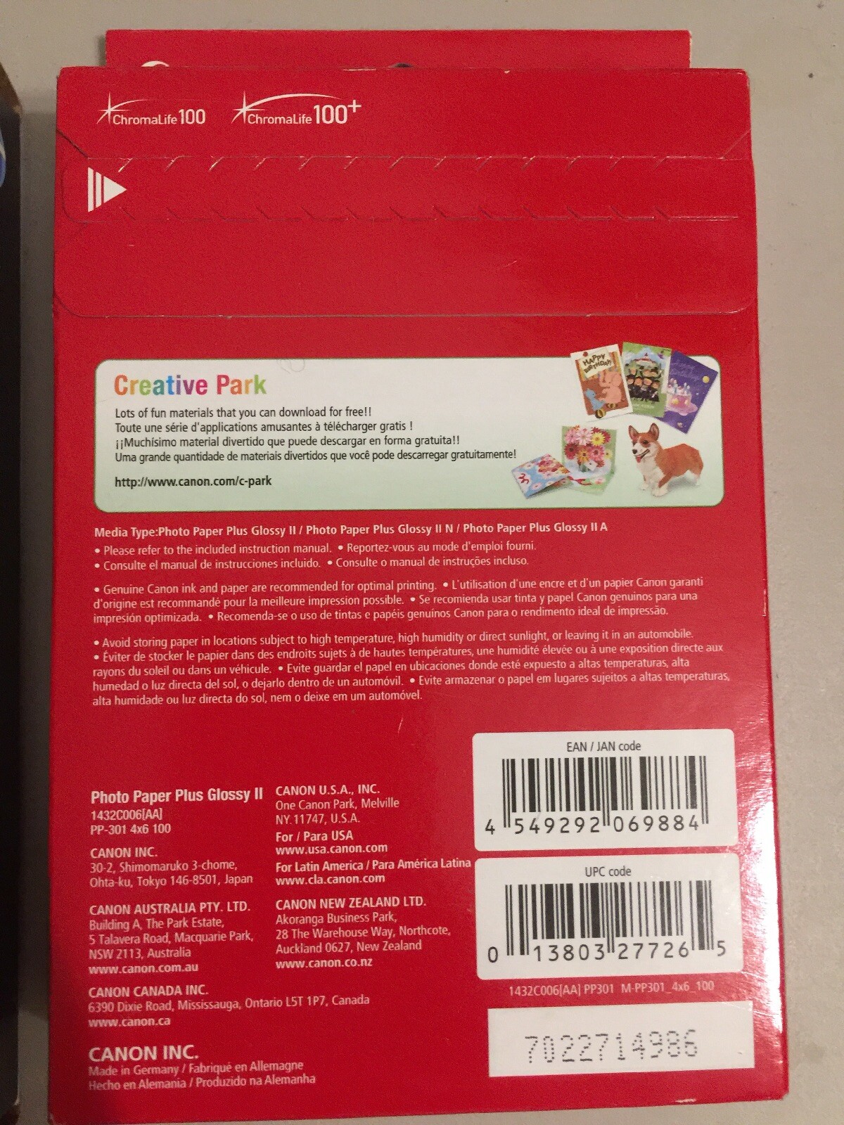 Lot 2 Packs Canon & HP Advanced Photo Paper Glossy 100 Sheets 4 x 6 (200 sheets)