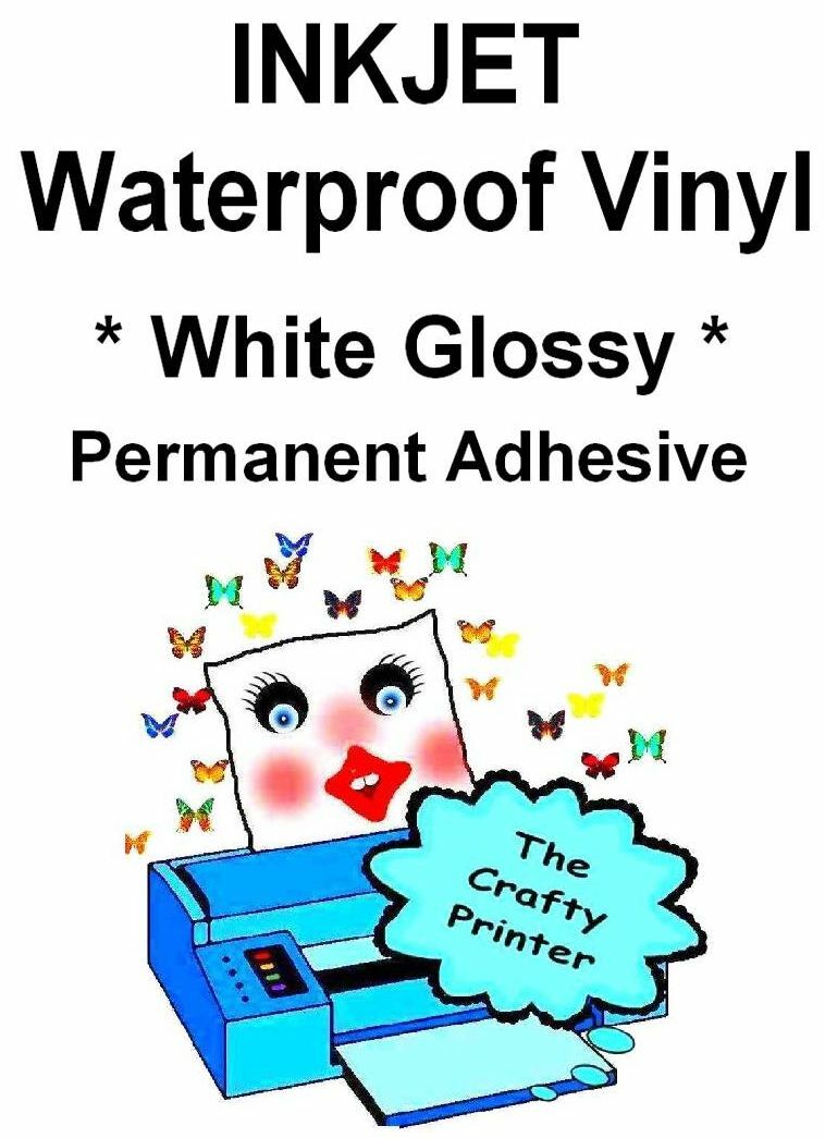 INKJET Waterproof PERMANENT Adhesive Decal Vinyl – 5 Sheets – GLOSSY WHITE