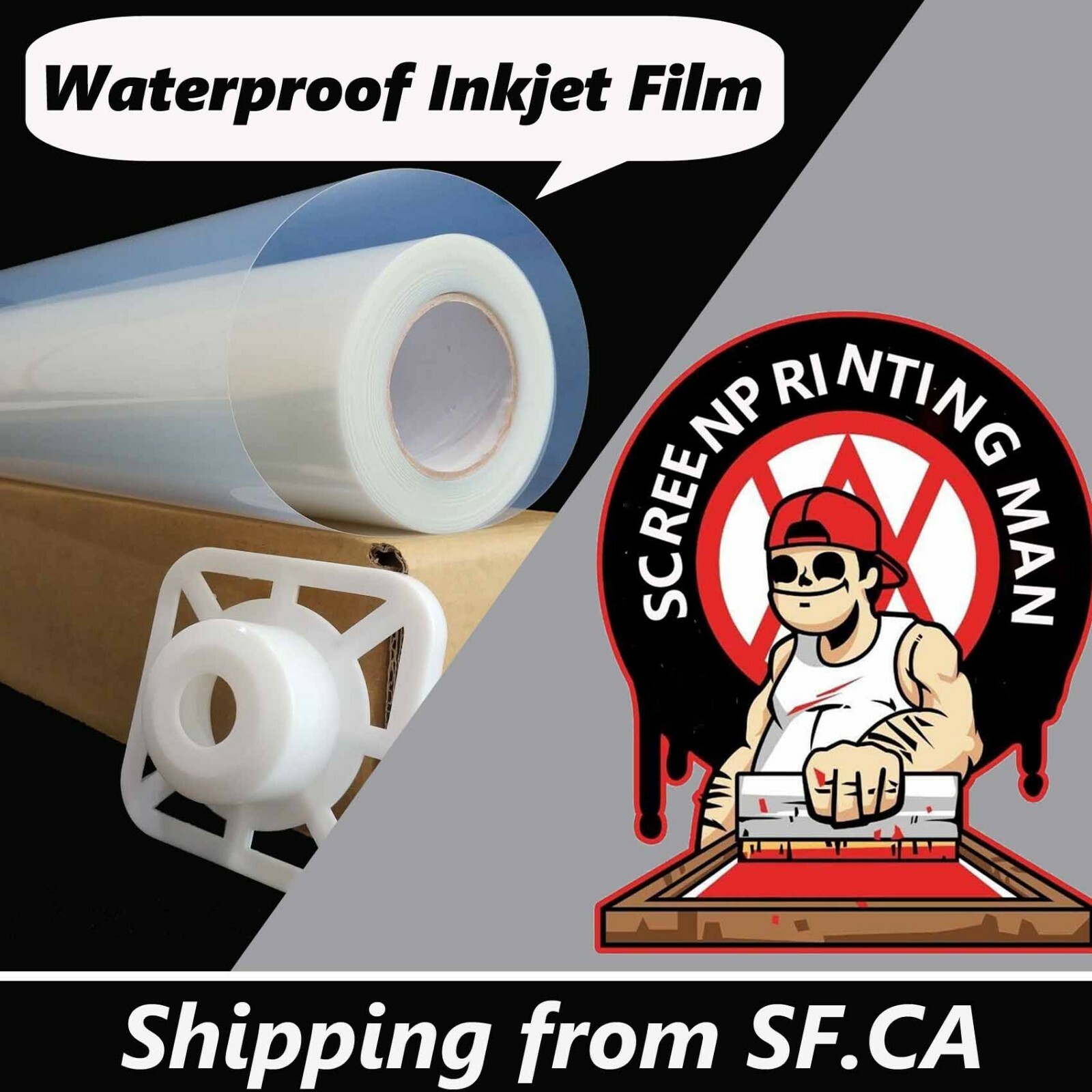17″x100ft，Waterproof Inkjet Milky Transparency Film for Silk Screen Printing